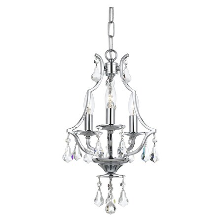 Crystorama Cedar 3 Light Swarovski Polished Chrome Mini Chandelier 5933-CH-CL-S